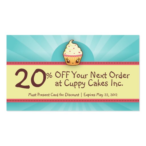 CuppyCake Coupon Card Business Card Templates (front side)