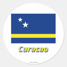 Curacao Flag with Name Round Sticker