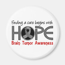 Cure Begins With Hope 5 Brain Tumor Refrigerator Magnets