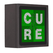 CURE Bile Duct Cancer Distressed Cube Premium Jewelry Boxes