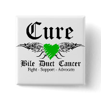 Cure Bile Duct Cancer Tattoo Wings Button