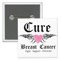Cure Breast Cancer Tattoo Wings Buttons