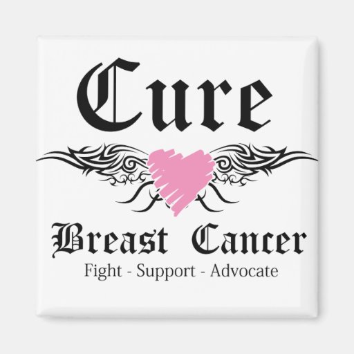 Cure Breast Cancer Tattoo Wings Fridge Magnet