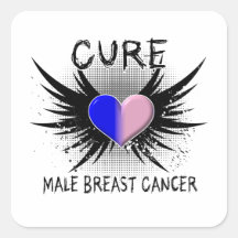 Cure Male Breast Cancer Square Stickers