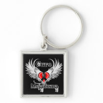 Cure Melanoma Heart Tattoo Wings Keychains