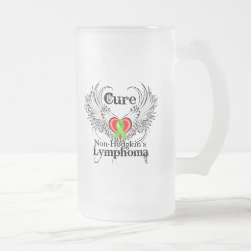 Cure Non-Hodgkins Lymphoma Heart Tattoo Wings Mugs