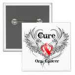 Cure Oral Cancer Heart Tattoo Wings buttons