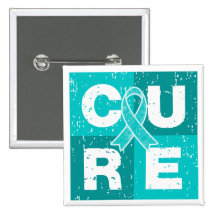 CURE Peritoneal Cancer Distressed Cube Pinback Button