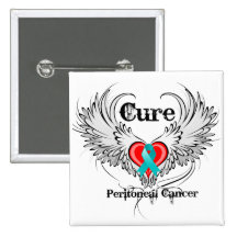 Cure Peritoneal Cancer Heart Tattoo Wings Button