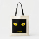 Curiosity cat eyes stare Halloween trick or treat Tote Bags