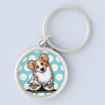 Curious Border Collie Dotted Keychain