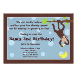 Curious Monkey Blue Custom Invitation