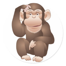 Curious Monkey Round Sticker