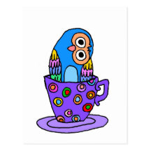 Curious Owl in a Teacup Post Cards