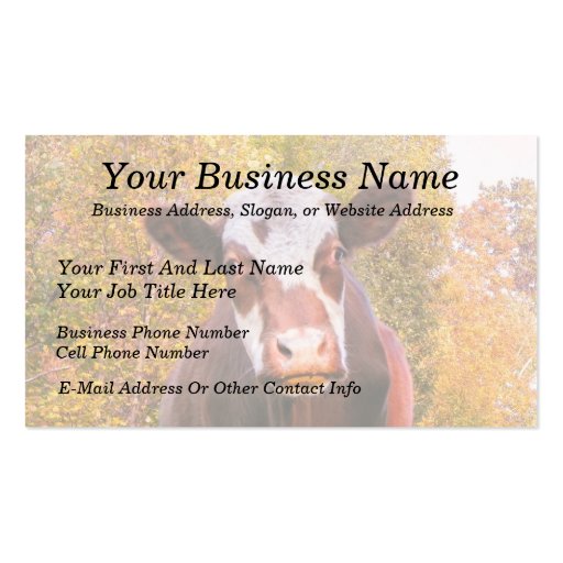 Curious Red Cow Business Card Template (front side)