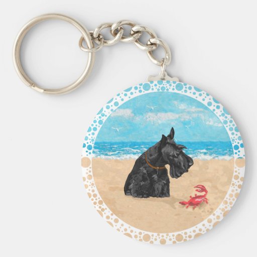 Curious Scottie at the Beach Keychains