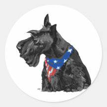 Curious Scottish Terrier Patriotic Sticker