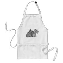 Curious Scottish Terriers Pen & Ink Sketch Apron