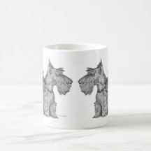 Curious Scottish Terriers Pen & Ink Sketch Mug