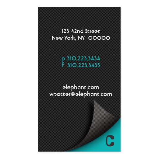 Curl #204 business card template (back side)