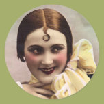 Curl on Her Forehead Round Sticker