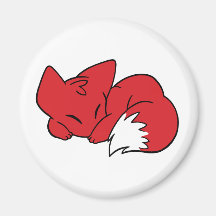 Curled Sleeping Fox Fridge Magnets