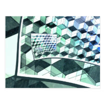 Curling Colorful Cubes postcards