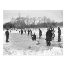 Curling in Central Park NYC Postcard