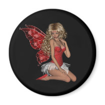 Curly Blond 3D Fairy in Pink Refrigerator Magnet