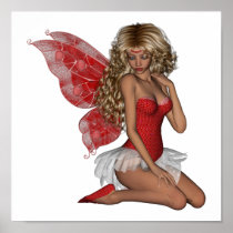 Curly Blond 3D Fairy in Pink Print
