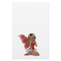 Curly Blond 3D Fairy in Pink Custom Stationery