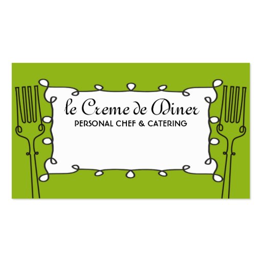 curly forks decorative chef catering business c... business card templates (front side)