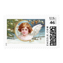Curly Haired Angel Vintage Christmas Stamp