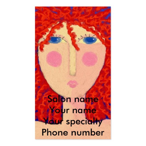 Curly Red Hair Stylist Business Card (front side)