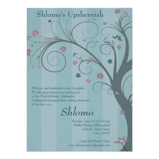 Curly Tree - blue invitation