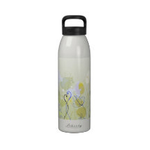 Curly Vine Landscape, Flowers & Grunge Water Bottle