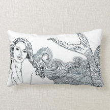 "Curly Wave" Mermaid Designer Decor Pillow