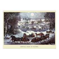 Currier & Ives; Central Park in Winter posters