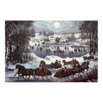 Currier & Ives; Central Park in Winter posters