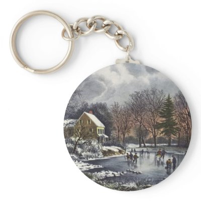 Currier & Ives; Early Winter keychain