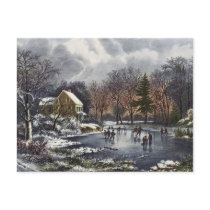 Currier & Ives; Early Winter postcards