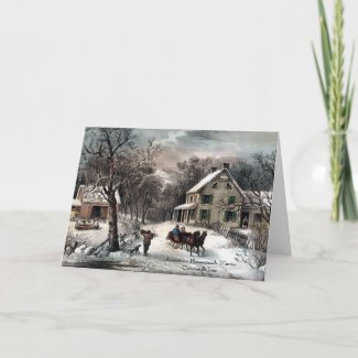 Currier & Ives - Greeting Card - Homestead Winter
