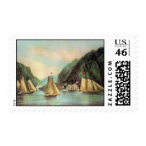 Currier & Ives Hudson River Postage Stamp by vintageamerican Currier & Ives Hudson River Postage Stamp