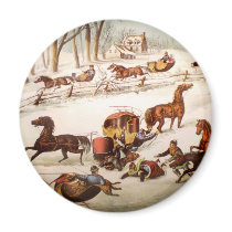 Currier & Ives Sleighing Magnet by vintageamerican Currier & Ives Sleighing Magnet