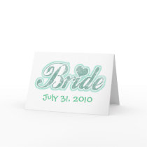 Cursive Bride Aqua Greeting Card cards