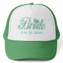 Cursive Bride Aqua Hat