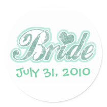 Cursive Bride Aqua Stickers/Envelope Seals stickers