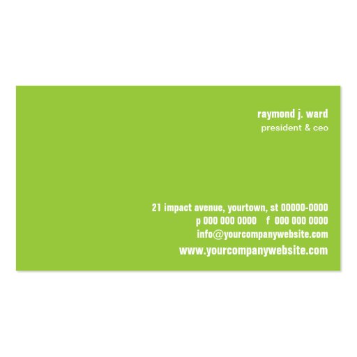 Cursive Lime Monogram Business Card (back side)