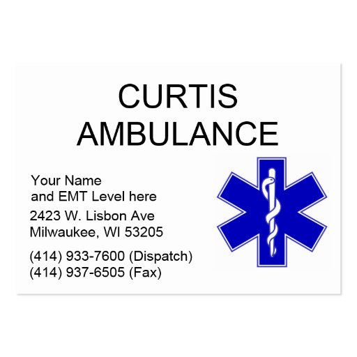 Curtis Ambulance Business Cards