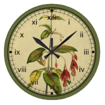 Curtis Botanical Red Flower Wall Clock in 3 Styles at Zazzle